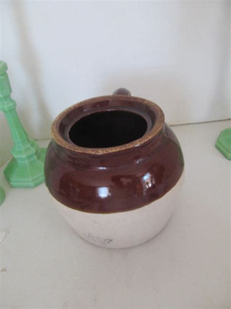 Antique Bean Pot Crockery Stoneware Jug Crock Cobalt Blue 2 Quart ...