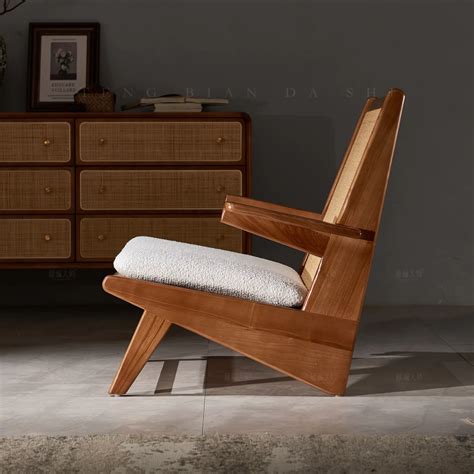 Furnishiaa Solid Wood Natural Rattan Arm Chair