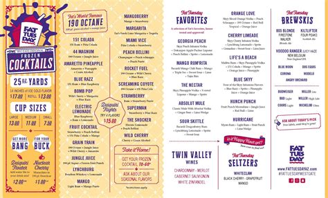 FAT TUESDAY -WESTGATE | DRINK MENU