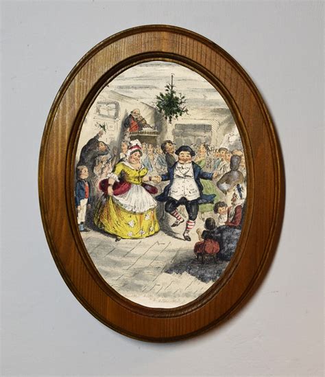 Light Oak Oval Wooden Framed A Christmas Carol Illustration, Festive ...