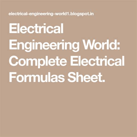 Electrical Engineering Formula Sheet 的图像结果