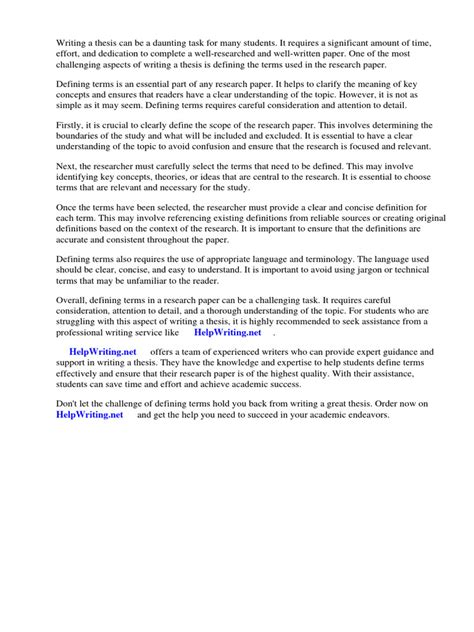 Image result for Definition of Terms Sample Format