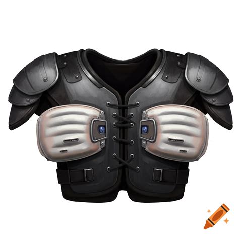 Illustration of black and silver football shoulder pads. on Craiyon