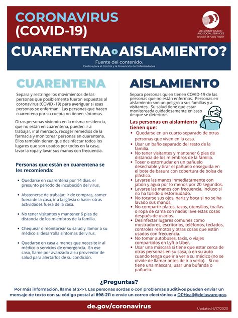 What is quarantine and isolation? Spanish - Delaware's Coronavirus ...