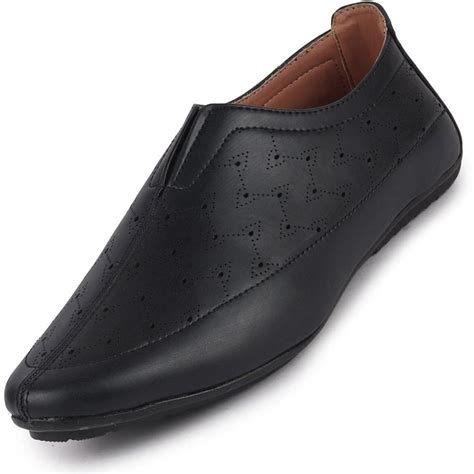 FAUSTO Men's FST KI-1708 BLACK-44 Black Ethnic Shoe Style Juttis ...