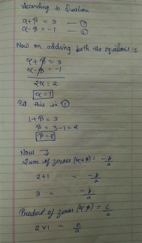 find a quadratic polynomial whose zeroes are alpha and beta are ...