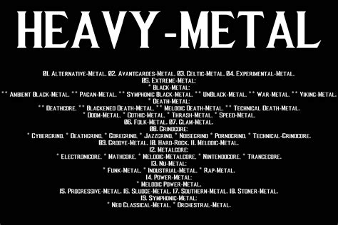 Types Of Metal Music And Examples at Melinda Morris blog