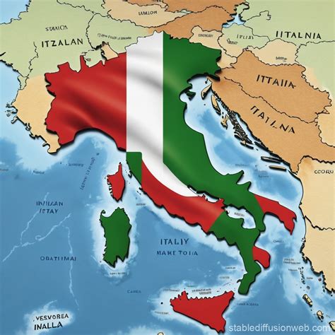 Italy Map in Italian Flag Colors | Stable Diffusion Online