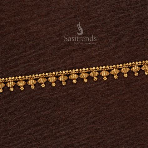 Matte Gold Plated Temple Hip Belt Engraved Hanging Beads - Sasitrends