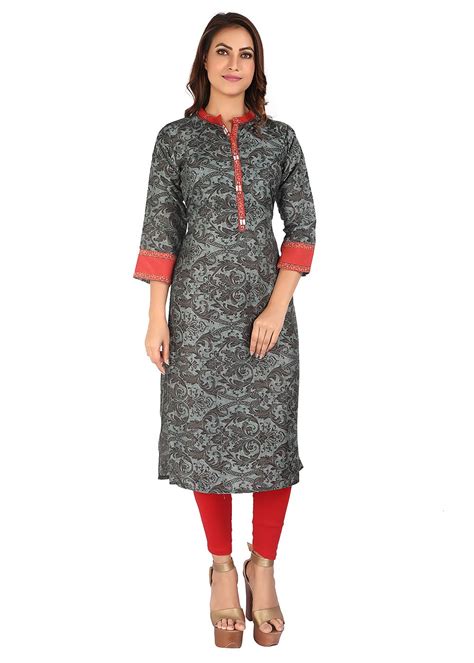 Get Floral Jaal Printed Contrast Patch Straight Kurta at ₹ 799 | LBB Shop
