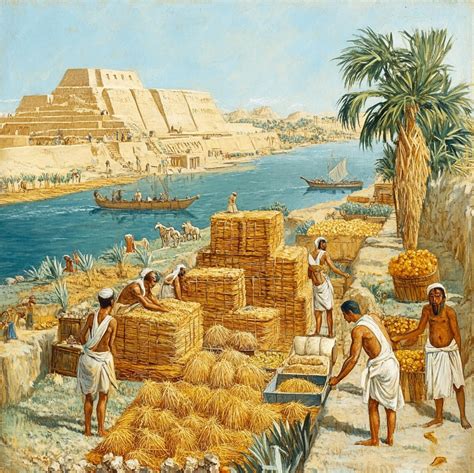 Scenes of ancient Egyptian agricultural practices and harvests along ...