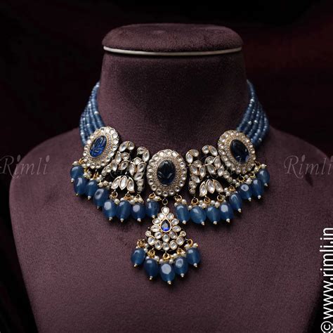 Blue Dharu Polki Choker Necklace | Perfect for Every Women