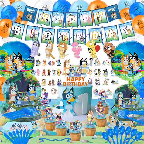 Buy 175 Pcs Blue Dogs Birthday Party Supplies Party Decorations Include ...