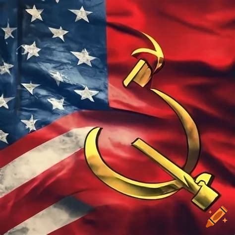 Communist usa flag with hammer and sickle in the center on Craiyon