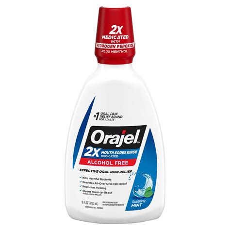 Orajel Soothing Mint 2x Medicated Mouth Sores Rinse, 16 fl oz - The ...