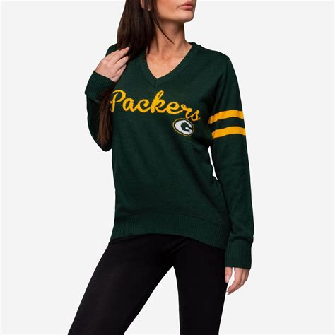 Green Bay Packers Womens Vintage Stripe Sweater FOCO