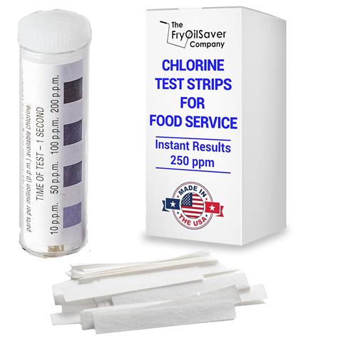 Chlorine Test Strips for Restaurants and Food Services, 1 x Vial of 100 ...