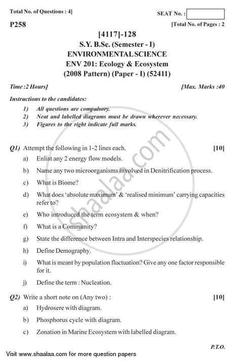 Ecology and Ecosystem 2012-2013 B.Sc Environmental Science Semester 3 ...