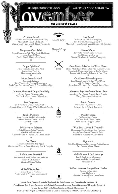 MENU — EMBER RESTAURANT ARROYO GRANDE FEATURING WOOD-FIRED, HONEST FOOD!