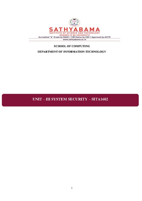 Unit III - study matrial - SCHOOL OF COMPUTING DEPARTMENT OF ...