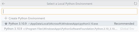 Image result for vs Code Create Python Environment with Old Python Version