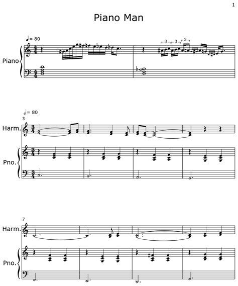 Piano Man - Sheet music for Piano, Harmonica