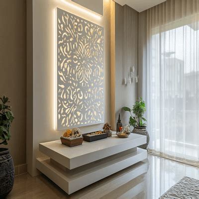 Modern Pooja Room Design With A White Laminate Finish