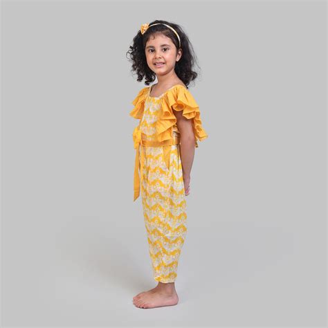Cotton Jumpsuit For Girls with Two Silly Goats Print – Story Tailor