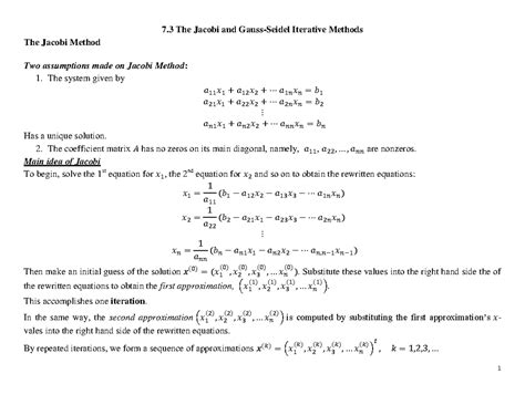 Image result for The Jacobi's Iterative Method MATLAB