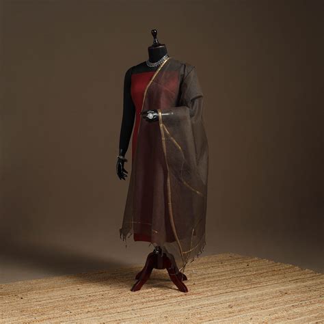 Brown Plain Cotton Kota Doria Dupatta