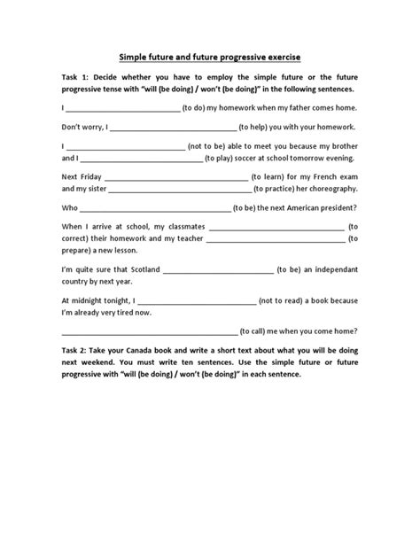 Future Progressive Tense Exercise .Pdf 的图像结果