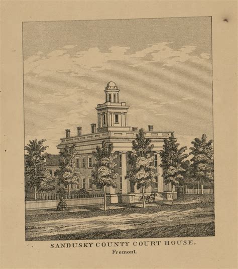 Sandusky County Court House - Fremont, Ohio 1860 Old Town Map Custom ...