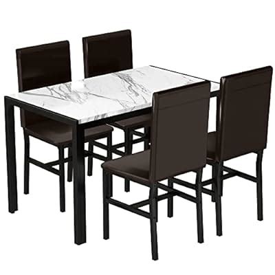 Buy AWQM Dining Table Set for 4, Modern Kitchen Table and Chairs Set ...