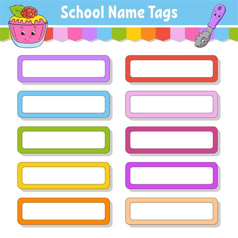 School name tags. Bright stickers. Rectangular label. . 24646263 Vector ...