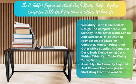 LAD Workspaces The A Table Engineered Wood Study Table, Laptop ...