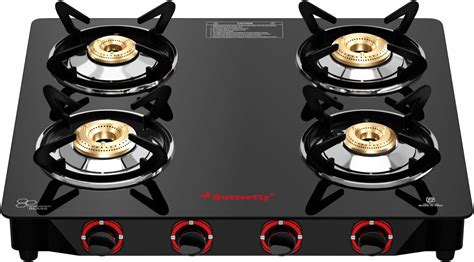 Butterfly Smart 4 Burner Glass Top Gas Stove | Manual Ignition ...