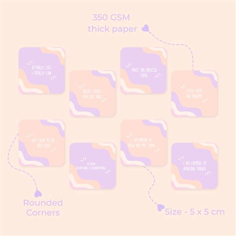 Pastel Affirmation Cards (Pack of 8) – 5 × 5 cm, 350 GSM Thick with Ro ...