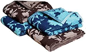 AceFab set of 4 hand towels [ 38 cm x 60 cm ] in Mint Blue/Navy Blue ...