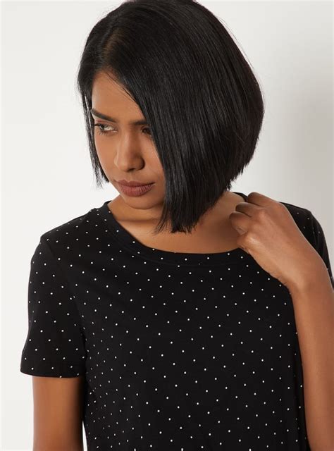 Buy Women Polka Dot Print T-shirt Online at just Rs. 299.0 ...