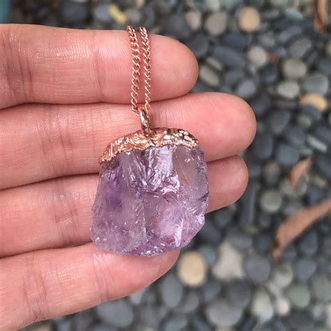 Raw Amethyst Crystal Necklace | Amethyst Chunk | Electroformed Necklace ...
