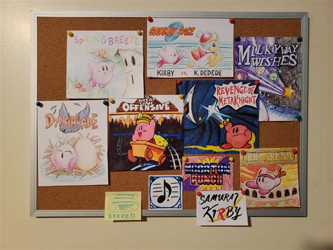 Kirby Super Star corkboard inspired wall decor : Kirby