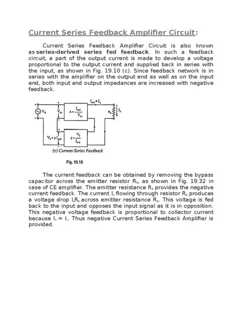Current series fb amp - Negative feedback amplifiers - Current Series ...