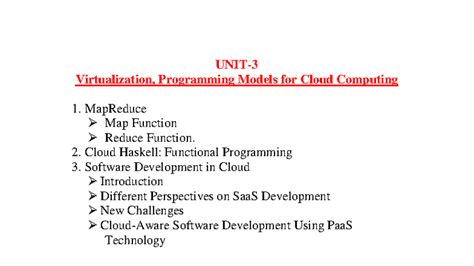 CC Unit 3 - Programming Models and Software Development in Cloud - Studocu