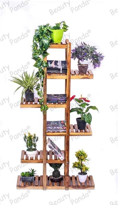 Beauty Panda Teak Wood Indoor/Outdoor Plant Stand for Home Garden Balc ...