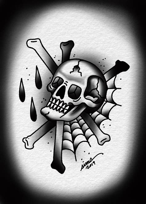 Traditional Skull Tattoo Flash