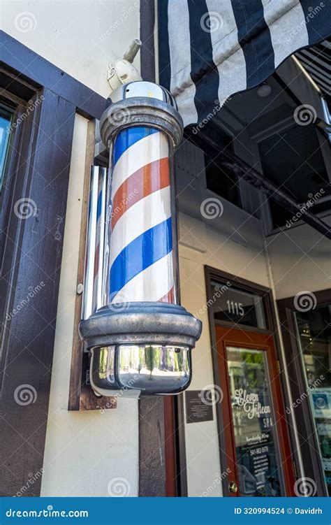 La Grande, Oregon, USA - May 12, 2024: an Old-fashioned Striped Barber ...