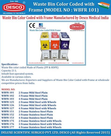 Color Coded Waste Bins with Frame Manufacturers, Suppliers and Exporters
