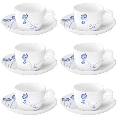 Larah by BOROSIL Tulip Opalware Cup and Saucer Set of 12 pcs | Tea ...