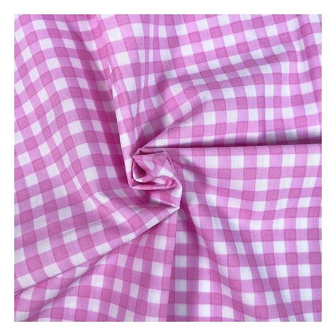 Pink Gingham Polycotton Fabric by the Metre | Hobbycraft