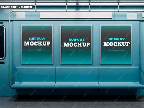 Subway train interior with poster mockup for advertisement | Premium PSD